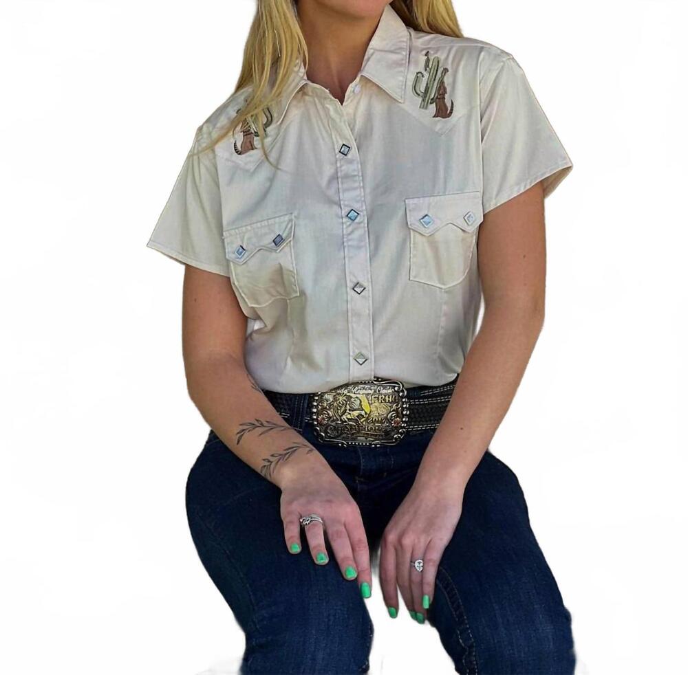 NEW PANHANDLE women's rough stock solid short sleeve shirt in natural